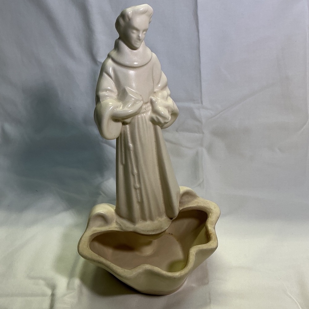 Vintage Haeger Pottery St Francis of Assisi Planter Ivory Ceramic Figure 68